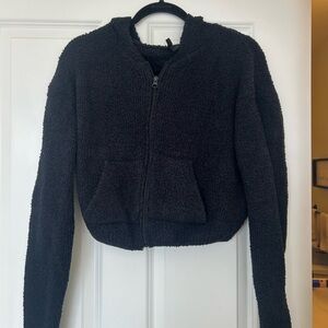 Skims Black Cozy Knit Zip Up